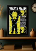 Quadro Decorativo Majin Vegeta o Príncipe Saiyajin Com Vidro Tamanho:21cm x 30cm (A4)