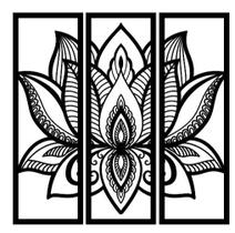 Quadro Decorativo Mandala Flor de Lótus em MDF Preto Fosco Quadro Decorativo Mandala Flor de Lótus em MDF Preto Fosco