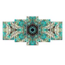 Quadro Decorativo Mandala Fractal ul 129X61 5 Peças