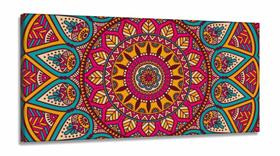 Quadro Decorativo Mandala Rosa Com Tela em Tecido Canvas 130x60 Quadro Decorativo Mandala Rosa Com Tela em Tecido Canvas 130x60
