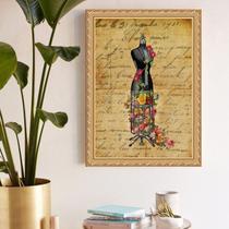 Quadro Decorativo Manequim Floral 45x34cm - com vidro