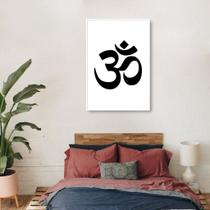 Quadro Decorativo Mantra, Om Moldura Filete, Branca