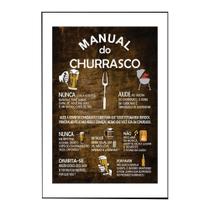Quadro Decorativo Manual do Churrasco com Moldura Branca e Vidro 30x20 Mdf Adesivado Quadro Decorativo Manual do Churrasco com Moldura Branca e Vidro 30x20 Mdf Adesivado