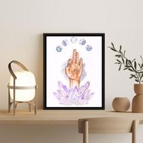 Quadro Decorativo Mão Astral 33x24cm - com vidro