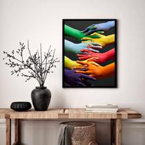 Quadro Decorativo Mãos Arco-Íris - 70x50cm