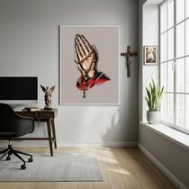 Quadro Decorativo Mãos Com Terço - 70X50Cm