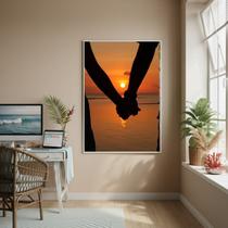 Quadro Decorativo Mãos Dadas No Horizonte-70x50cm Cor:Moldura Preta Quadro Decorativo Mãos Dadas No Horizonte-70x50cm Cor:Moldura Preta