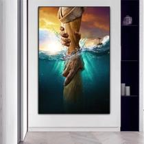 Quadro Decorativo Maos Redentor Jesus Grande Tecido Canvas
