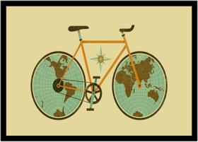 Quadro Decorativo Mapa Artístico Abstrato Bicicleta Salas Escritórios Quartos Com Moldura RC014 Quadro Decorativo Mapa Artístico Abstrato Bicicleta Salas Escritórios Quartos Com Moldura RC014