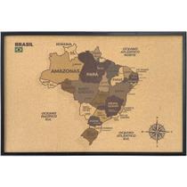 Quadro Decorativo Mapa do Brasil em Cortiça 90X60CM