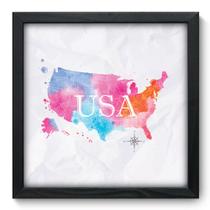 Quadro Decorativo - Mapa Estados Unidos - 33cm x 33cm - 165qdmp