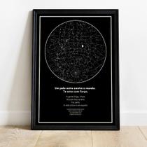 Quadro Decorativo Mapa Estelar - Namorados - Mapa de Estrelas - Personalizado - Mapa Celeste
