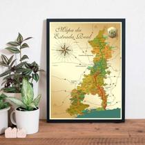 Quadro Decorativo Mapa Estrada Real 45X34Cm - Madeira Branca