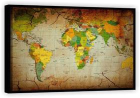 Quadro Decorativo Mapa Moderno Países Tela Canvas Premium