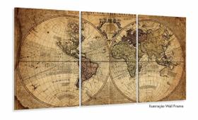 Quadro Decorativo Mapa Mundi 2 Retro 120x60 em tecido Quadro Decorativo Mapa Mundi 2 Retro 120x60 em tecido