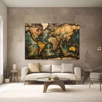 Quadro Decorativo Mapa Mundi Antigo Elegante Sala Tecido Canvas Quadro Decorativo Mapa Mundi Antigo Elegante Sala Tecido Canvas