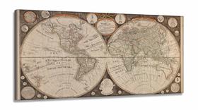 Quadro Decorativo Mapa Mundi Antigo em Tecido Canvas 130x60 Quadro Decorativo Mapa Mundi Antigo em Tecido Canvas 130x60