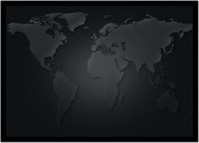 Quadro Decorativo Mapa-Múndi Artístico Continentes Black Salas Escritórios Com Moldura RC091