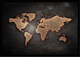 Quadro Decorativo Mapa-Múndi Artístico Continentes Geografia Escritório Quarto Com Moldura RC011
