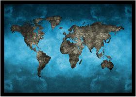 Quadro Decorativo Mapa-Múndi Artístico Continentes Geografia Sala Escritório Com Moldura RC023 Quadro Decorativo Mapa-Múndi Artístico Continentes Geografia Sala Escritório Com Moldura RC023