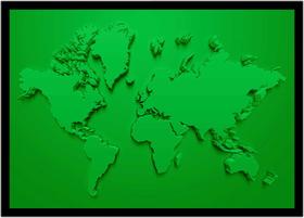 Quadro Decorativo Mapa-Múndi Artístico Continentes Geografia Sala Escritório Com Moldura RC041
