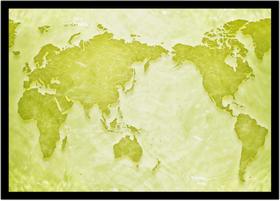 Quadro Decorativo Mapa-Múndi Artístico Continentes Geografia Salas Escritórios Com Moldura RC067