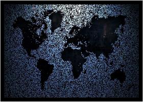 Quadro Decorativo Mapa-Múndi Artístico Continentes Pixels Salas Escritórios Com Moldura RC093