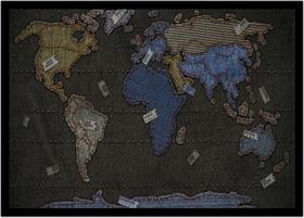 Quadro Decorativo Mapa-Múndi Artístico Jeans Geografia Sala Escritório Com Moldura RC040 Quadro Decorativo Mapa-Múndi Artístico Jeans Geografia Sala Escritório Com Moldura RC040