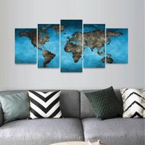 Quadro Decorativo Mapa Mundi Blue Arte Quarto Sala