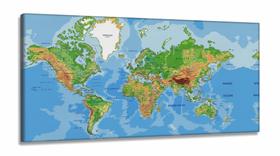 Quadro Decorativo Mapa Mundi Color em Tecido Canvas 130x60 Quadro Decorativo Mapa Mundi Color em Tecido Canvas 130x60