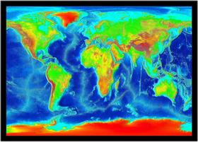 Quadro Decorativo Mapa-Múndi Continentes Geografia Salas Escritórios Com Moldura RC074