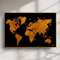 Quadro Decorativo Mapa Mundi em Ouro Preto Quadro Decorativo Mapa Mundi em Ouro Preto