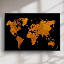 Quadro Decorativo Mapa Mundi em Ouro Preto Quadro Decorativo Mapa Mundi em Ouro Preto