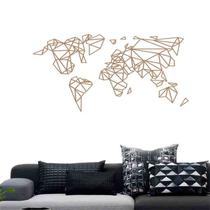 Quadro Decorativo Mapa Mundi Geométrico 6mm Vazado - Mdf