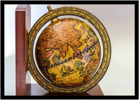 Quadro Decorativo Mapa-Múndi Globo Terrestre Geografia Sala Escritório Com Moldura RC056