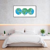 Quadro Decorativo Mapa Mundi Globos, Draw Art Moldura Filete, Preta