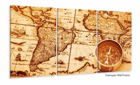Quadro Decorativo Mapa Mundi Retro 120x60 em tecido Quadro Decorativo Mapa Mundi Retro 120x60 em tecido