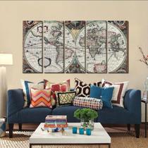 Quadro Decorativo Mapa Mundi Retro 140x65 em tecido Quadro Decorativo Mapa Mundi Retro 140x65 em tecido