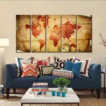Quadro Decorativo Mapa Mundi Retro 140x65 em tecido Quadro Decorativo Mapa Mundi Retro 140x65 em tecido
