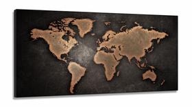 Quadro Decorativo Mapa Mundi Retro em Tecido Canvas 130x60 m03 Quadro Decorativo Mapa Mundi Retro em Tecido Canvas 130x60 m03