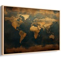 Quadro decorativo Mapa Mundi - Sombra dos Oceanos Misteriosos - Art Canvas