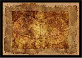 Quadro Decorativo Mapa-Múndi Vintage Cartografia Geografia Escritório Quarto Com Moldura RC030 Quadro Decorativo Mapa-Múndi Vintage Cartografia Geografia Escritório Quarto Com Moldura RC030