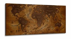 Quadro Decorativo Mapa Mundi Vintage em Tecido Canvas 130x60 Quadro Decorativo Mapa Mundi Vintage em Tecido Canvas 130x60