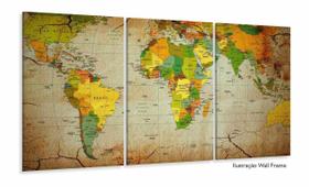 Quadro decorativo Mapa Mundi Vintage - Tela em Tecido