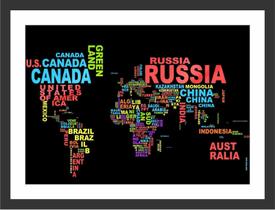 Quadro Decorativo Mapa Mundo Moderno Salas Quartos Decorações Com Moldura