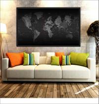 Quadro Decorativo Mapa Mundo Países Continentes Com Moldura T05