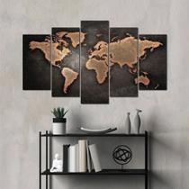 Quadro Decorativo Mapa Preto 5 Peças Leronn Quadro Decorativo Mapa Preto 5 Peças Leronn