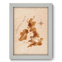 Quadro Decorativo - Mapa Reino Unido e Irlanda - 19cm x 25cm - 098qdvb