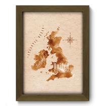 Quadro Decorativo - Mapa Reino Unido e Irlanda - 19cm x 25cm - 098qdvm