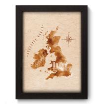 Quadro Decorativo - Mapa Reino Unido e Irlanda - 19cm x 25cm - 098qdvp